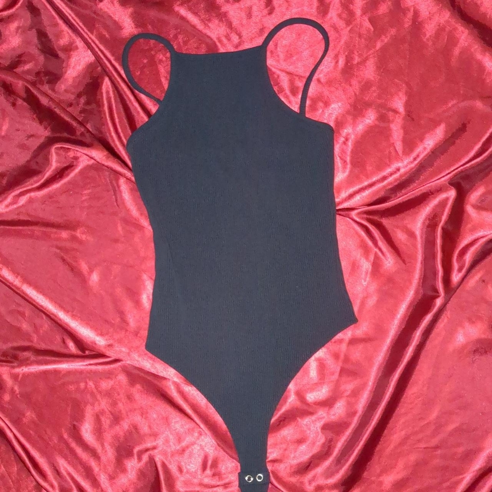 Popular 21 Black Ribbed Bodysuit